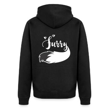 Furry Fox Tail Furries Fursuit Fursona Cosplay - Unisex Premium Bio Zip Hoodie - Schwarz - Hinten - Nico (187cm)