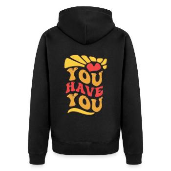 Groovy Inspirational Quote Retro 60s 70s Hippie - Unisex Premium Bio Zip Hoodie - Schwarz - Hinten - Nico (187cm)