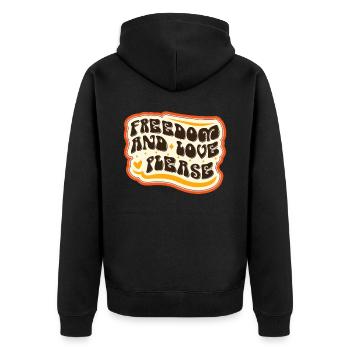 Retro 60s 70s Hippie Groovy Positive Quote - Unisex Premium Bio Zip Hoodie - Schwarz - Hinten - Nico (187cm)