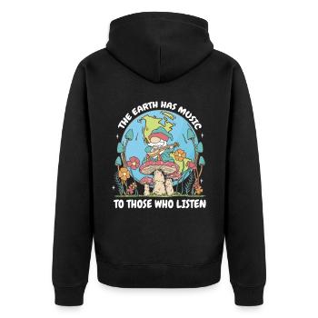 Hippie Gnome Mushrooms Retro 70s Groovy Hippy - Unisex Premium Bio Zip Hoodie - Schwarz - Hinten - Nico (187cm)