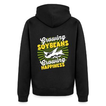 Growing Crop - Farmer's Crop Soybeans - Unisex Premium Organic Zip Hoodie - black - Back - Nico (187cm)