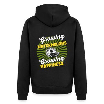 Wachsende Ernte - Farmer Harvest Watermelone - Unisex Premium Bio Zip Hoodie - Schwarz - Hinten - Nico (187cm)