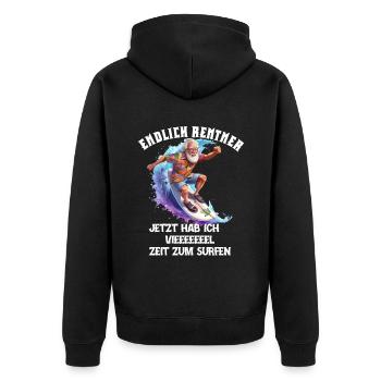 Endlich Rentner Zeit zum Surfen Pensionär Opa - Unisex Premium Bio Zip Hoodie - Schwarz - Hinten - Nico (187cm)