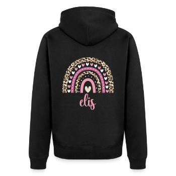 Elis Regenbogen Name Geburtstag Elis - Unisex Premium Bio Zip Hoodie - Schwarz - Hinten - Nico (187cm)