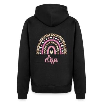 Elisa Regenbogen Name Geburtstag Elisa - Unisex Premium Bio Zip Hoodie - Schwarz - Hinten - Nico (187cm)