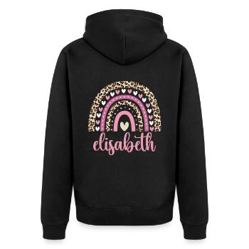 Elisabeth Regenbogen Name Geburtstag Elisabeth - Unisex Premium Bio Zip Hoodie - Schwarz - Hinten - Nico (187cm)