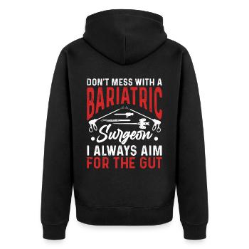 Funny stomach - Unisex Premium Organic Zip Hoodie - black - Back - Nico (187cm)
