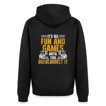 Forklift driver Forklift driver - Unisex Premium Organic Zip Hoodie - black - Back - Nico (187cm)