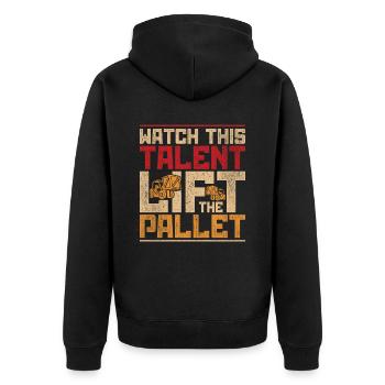 Forklift driver Forklift driver - Unisex Premium Organic Zip Hoodie - black - Back - Nico (187cm)