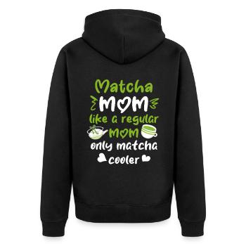Grüntee-Liebhaber Japanischer Matcha-Latte-Drink - Unisex Premium Bio Zip Hoodie - Schwarz - Hinten - Nico (187cm)