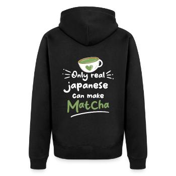 Green Tea Lovers Japanese Matcha Latte Drink - Unisex Premium Organic Zip Hoodie - black - Back - Nico (187cm)