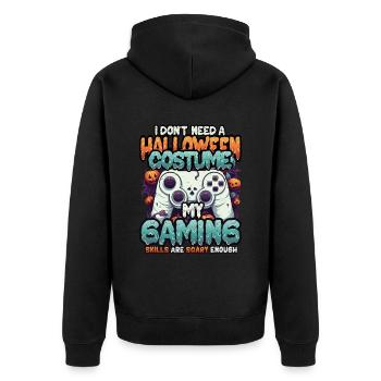 Spooky gaming skills for Halloween - Unisex Premium Organic Zip Hoodie - black - Back - Nico (187cm)