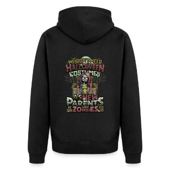 No Halloween costume, just Halloween for parents - Unisex Premium Organic Zip Hoodie - black - Back - Nico (187cm)