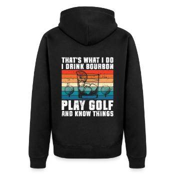 Bourbon & Golf Whikey Golfspieler Golfer - Unisex Premium Organic Zip Hoodie - black - Back - Nico (187cm)