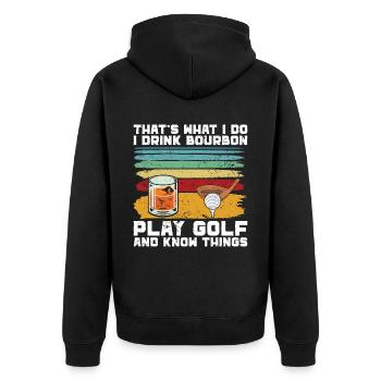 Bourbon & Golf Whikey Golfspieler Golfer - Unisex Premium Organic Zip Hoodie - black - Back - Nico (187cm)