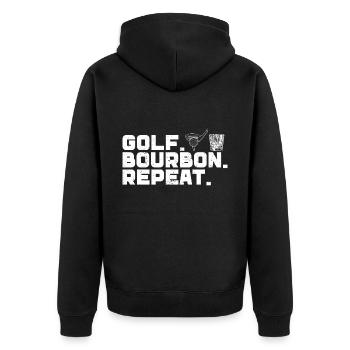Bourbon & Golf Whikey Golfspieler Golfer - Unisex Premium Organic Zip Hoodie - black - Back - Nico (187cm)