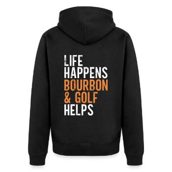Bourbon & Golf Whikey Golfspieler Golfer - Unisex Premium Organic Zip Hoodie - black - Back - Nico (187cm)