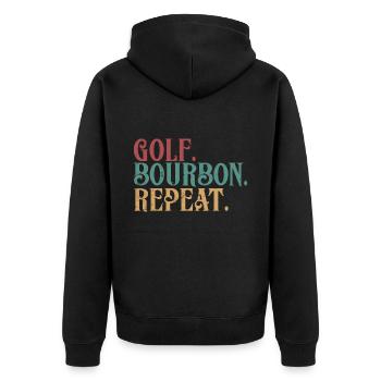 Bourbon & Golf Whikey Golfspieler Golfer - Unisex Premium Organic Zip Hoodie - black - Back - Nico (187cm)