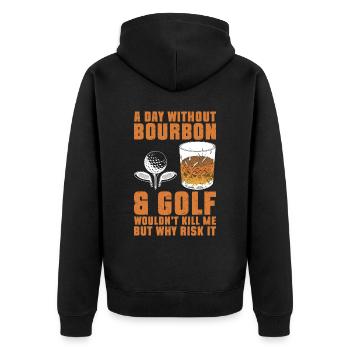 Bourbon & Golf Whikey Golfspieler Golfer - Unisex Premium Organic Zip Hoodie - black - Back - Nico (187cm)