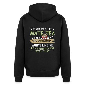 Yerba mate Gift Tea Drinker - Unisex Premium Organic Zip Hoodie - black - Back - Nico (187cm)