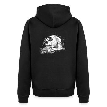 Catamaran-Boot Segelboot Segeln Segler - Unisex Premium Bio Zip Hoodie - Schwarz - Hinten - Nico (187cm)