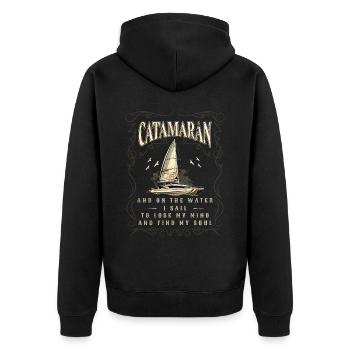 Catamaran-Boot Segelboot Segeln Segler - Unisex Premium Bio Zip Hoodie - Schwarz - Hinten - Nico (187cm)
