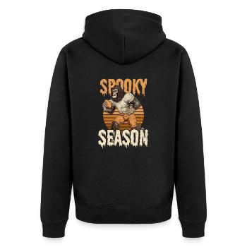 Football Halloween Spooky Season Hairy Monster - Unisex Premium Organic Zip Hoodie - black - Back - Nico (187cm)