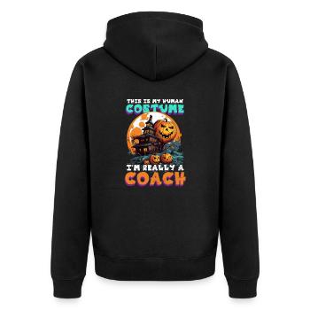 Entraîneur d’Halloween Costume humain Je suis entraîneur - Veste à capuche bio Premium Unisexe - noir - Dos - Nico (187cm)