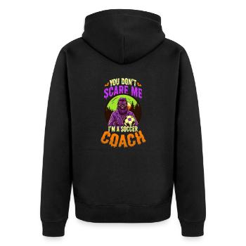 Halloween-Coach Scare Me Fußballtrainer Monster - Unisex Premium Bio Zip Hoodie - Schwarz - Hinten - Nico (187cm)