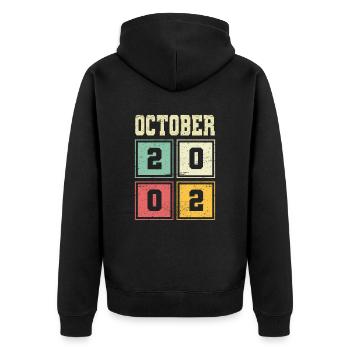 21ème anniversaire Octobre Millésime 2002 Millésime - Veste à capuche bio Premium Unisexe - noir - Dos - Nico (187cm)