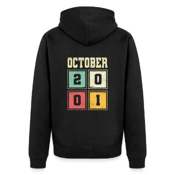 22nd Birthday October Vintage 2001 Vintage - Unisex Premium Organic Zip Hoodie - black - Back - Nico (187cm)