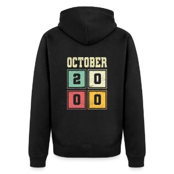 23ème Anniversaire Octobre Millésime 2000 Millésime - Veste à capuche bio Premium Unisexe - noir - Dos - Nico (187cm)