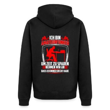 Amateurfunker hat immer Recht Hobbyfunker - Unisex Premium Bio Zip Hoodie - Schwarz - Hinten - Nico (187cm)