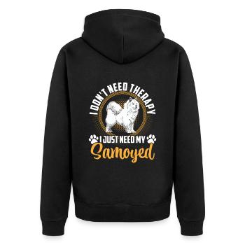 Brauche nur Samojede Samojedenspitz - Unisex Premium Bio Zip Hoodie - Schwarz - Hinten - Nico (187cm)