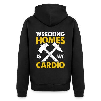 Fun day of house demolition - Unisex Premium Organic Zip Hoodie - black - Back - Nico (187cm)