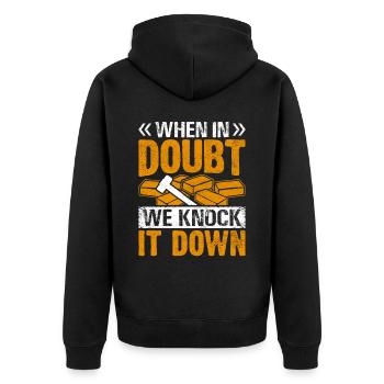 Fun day of house demolition - Unisex Premium Organic Zip Hoodie - black - Back - Nico (187cm)
