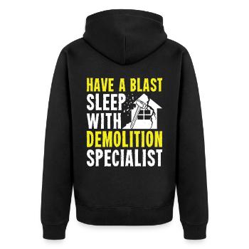 Fun day of house demolition - Unisex Premium Organic Zip Hoodie - black - Back - Nico (187cm)