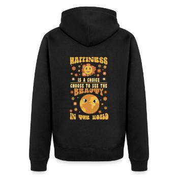Vintage Boho Flowers Retro Tie Dye Groovy 70s Hipp - Unisex Premium Bio Zip Hoodie - Schwarz - Hinten - Nico (187cm)
