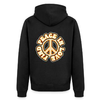 Peace Tie Dye Retro Groovy Hippie Tie Dye - Unisex Premium Bio Zip Hoodie - Schwarz - Hinten - Nico (187cm)