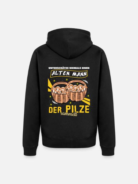 Pilze im Korb Pilz Pilzsammler - Unisex Premium Bio Zip Hoodie - Schwarz
