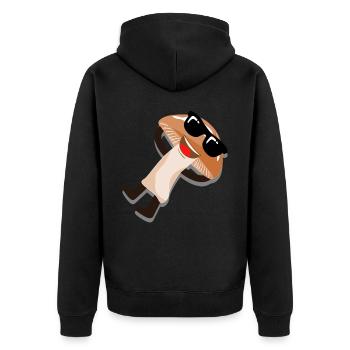 Pilz mit Sonnenbrille Pilzsammler Pilze - Unisex Premium Bio Zip Hoodie - Schwarz - Hinten - Nico (187cm)