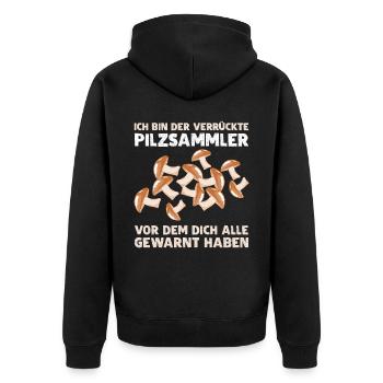 Pilz Pilzsammler Pilze - Unisex Premium Bio Zip Hoodie - Schwarz - Hinten - Nico (187cm)