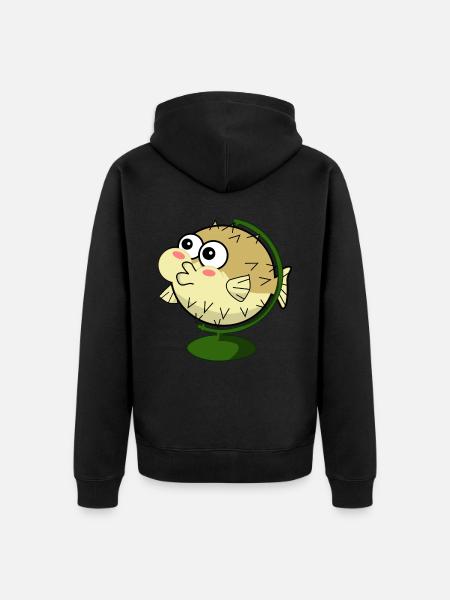 Funny puffer fish - Unisex Premium Organic Zip Hoodie - black
