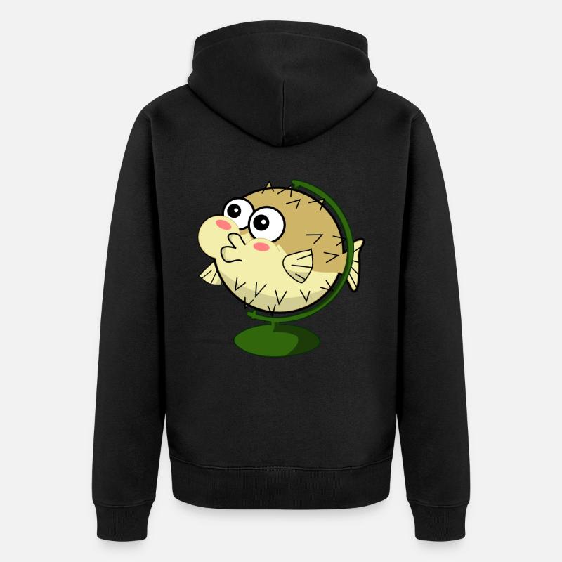 Drôle de poisson-globe - Veste à capuche bio Premium Unisexe - noir