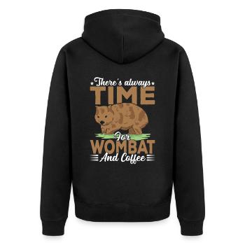 Zeit Für Wombat Und Kaffee Australische Tiere - Unisex Premium Bio Zip Hoodie - Schwarz - Hinten - Nico (187cm)