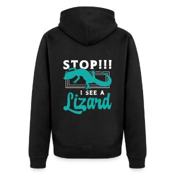 Skinks Stop I See A Lizard Blue Tongued Reptiles - Unisex Premium Bio Zip Hoodie - Schwarz - Hinten - Nico (187cm)