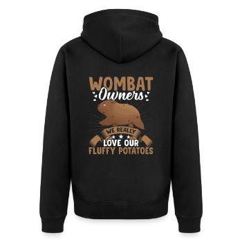 Wombat owners Fluffy potatoes Australian - Unisex Premium Organic Zip Hoodie - black - Back - Nico (187cm)
