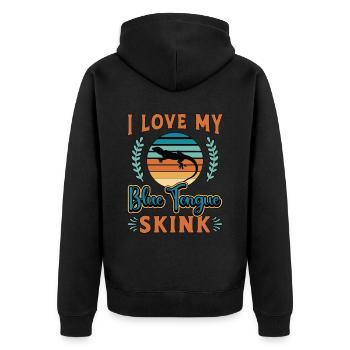 Scinques J’aime ma langue bleue Scinque Rétro Reptiles - Veste à capuche bio Premium Unisexe - noir - Dos - Nico (187cm)