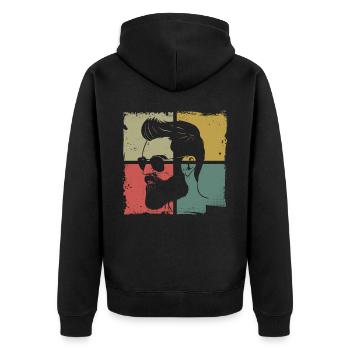 Beard Lover Bearded Man Retro - Unisex Premium Bio Zip Hoodie - Schwarz - Hinten - Nico (187cm)