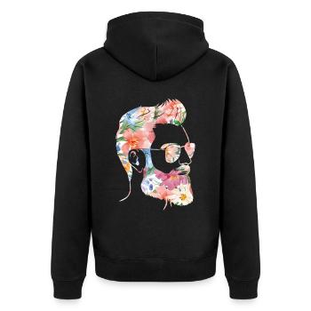 Beard Lover Bearded Man Flower - Unisex Premium Organic Zip Hoodie - black - Back - Nico (187cm)